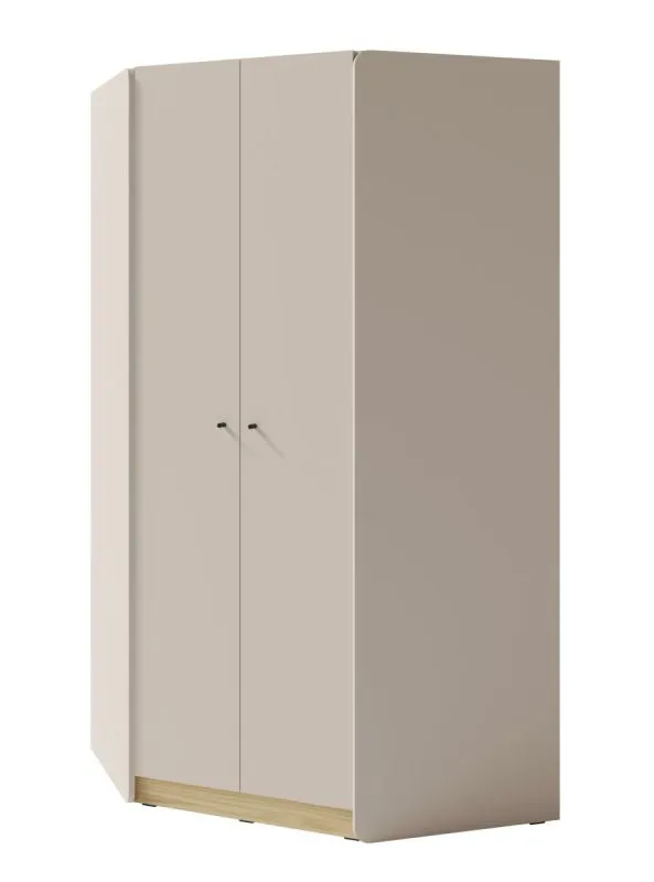 Sampont 02 corner closet, beige / light oak, 195 x 95 x 95 cm, with 10 shelves and 2 clothes rails, ABS edges, sturdy and durable