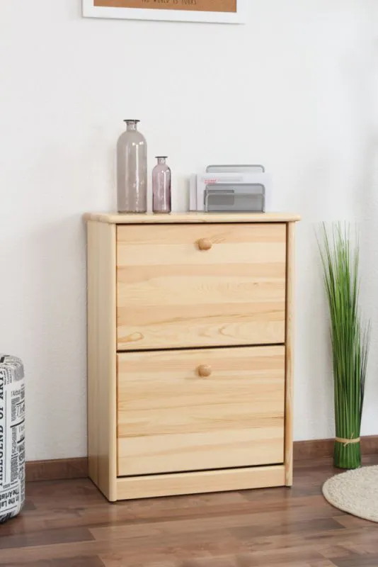 Shoe cabinet 006 solid pine natural wood - Dimensions 80 x 58 x 29 cm (H x W x D)