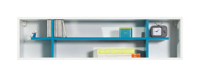 Children's room - Suspended rack "Geel" 15, White / Turquoise - Measurements: 30 x 115 x 25 cm (h x w x d)