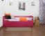 Single bed / functional bed "Easy Premium Line" K1/h/s incl. 2nd berth and 2 cover panels, 90 x 200 cm solid beech wood pink