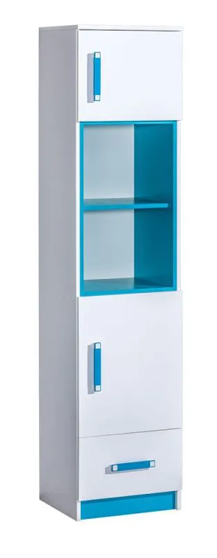 Children's room - Wardrobe Frank 04, Colour: White / Blue - 189 x 45 x 40 cm (H x W x D)