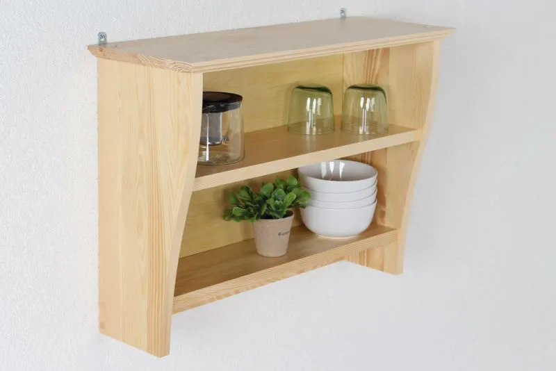 Hanging shelf / wall shelf solid pine natural Junco 337 - Dimensions: 48 x 64 x 24 cm (H x W x D)