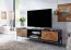 TV base unit / lowboard, color: oak / black- Dimensions: 45 x 163 x 40 cm (H x W x D)