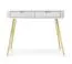 Makreb 22 dressing table in white, 80 x 103 x 49 cm, gold metal legs, soft close system, dressing room, bedroom, ABS, milled fronts