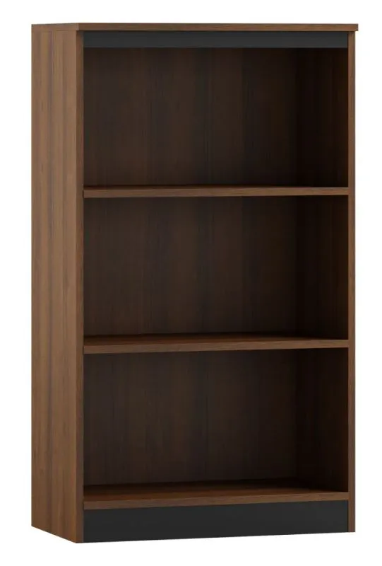 Shelf Mojokerto 10, color: walnut / black - Dimensions: 121 x 70 x 39 cm (H x W x D)