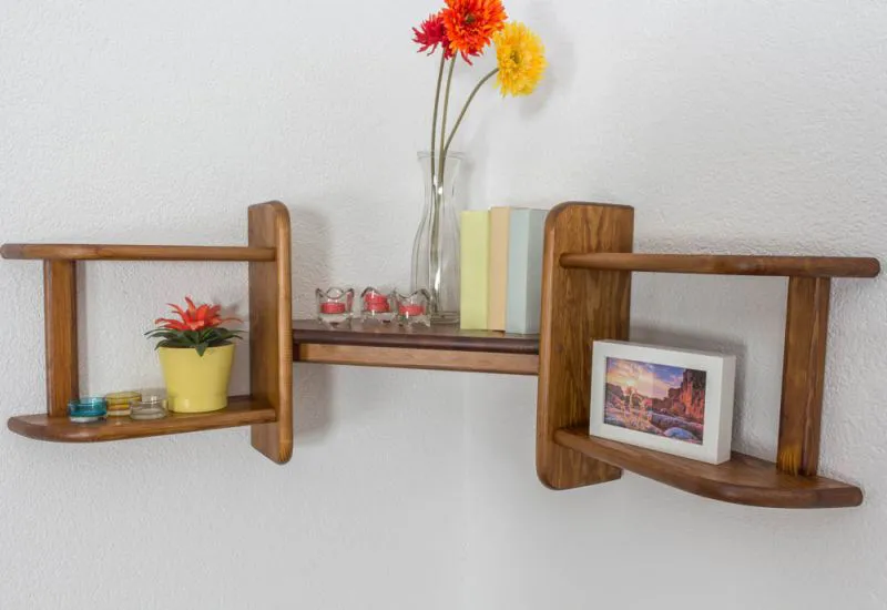 Hanging shelf / wall shelf solid pine solid wood oak color 001 - Dimensions 40 x 75 x 20 cm (H x W x D)