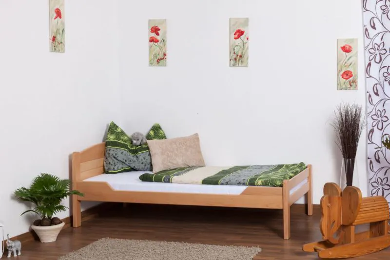 Single bed / guest bed "Easy Premium Line" K1/ Full, 90 x 200 solid beech wood natural