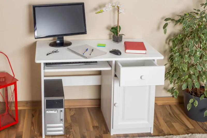 Desk solid pine solid wood white Junco 190 - Dimensions 75 x 110 x 55 cm